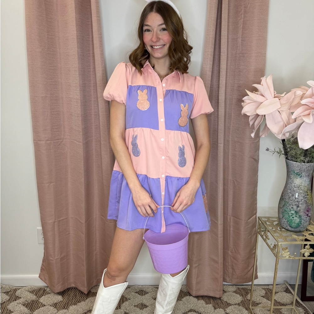 Colorful Bunny Patch Mini Dress - Picture 3 of 3
